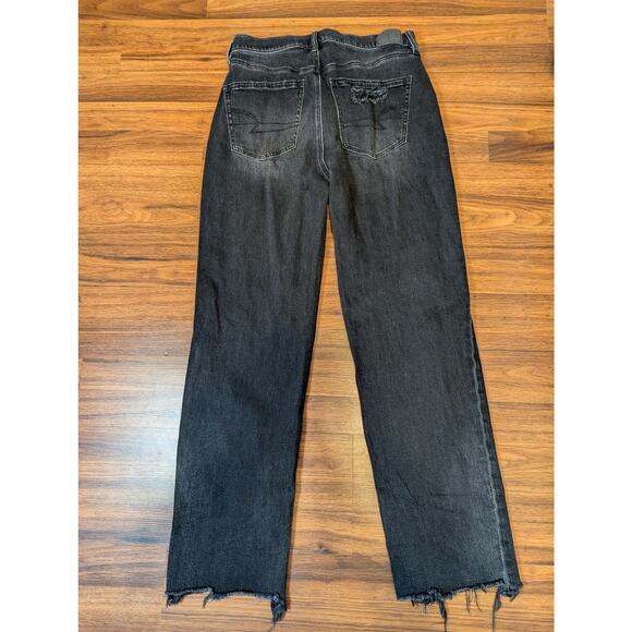 American Eagle Black Ripped Strigid Straight Jeans Size 8 - Picture 7 of 8